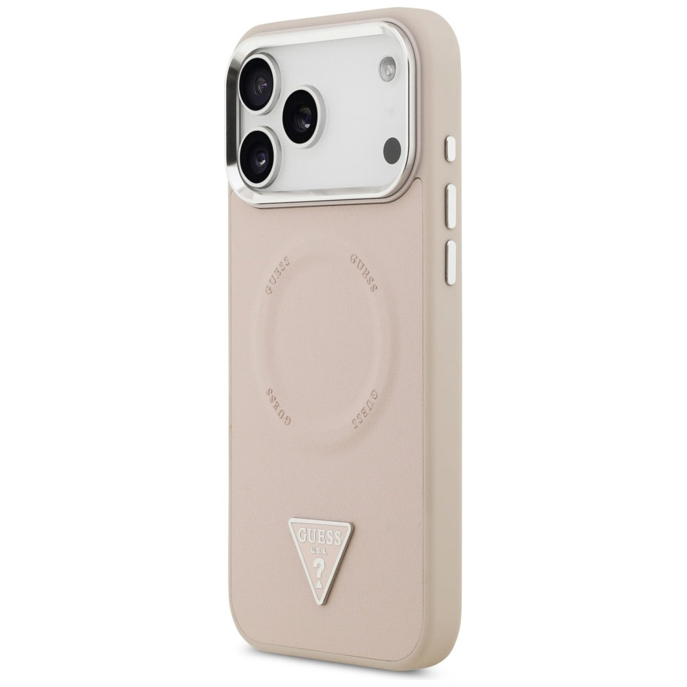 Custodia MagSafe per Apple iPhone 17 Pro Max, Guess, Logo Triangolo, Rosa Argentato