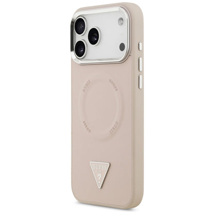 Custodia MagSafe per Apple iPhone 17 Pro Max, Guess, Logo Triangolo, Rosa Argentato