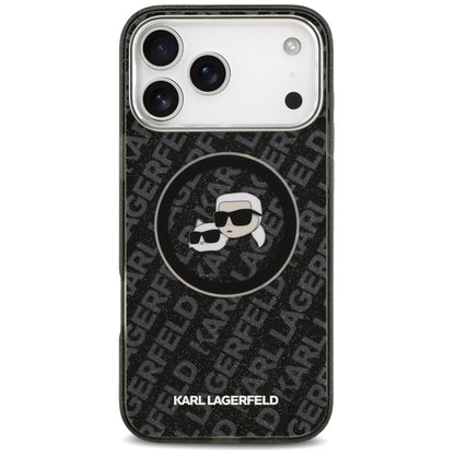 Custodia MagSafe per Apple iPhone 17 Pro Max, Karl Lagerfeld, Glitter Karl & Choupette Head, Nera