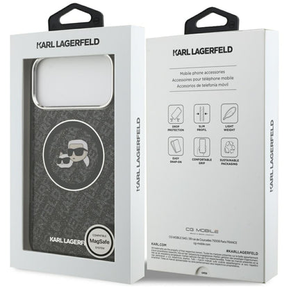 Custodia MagSafe per Apple iPhone 17 Pro Max, Karl Lagerfeld, Glitter Karl & Choupette Head, Nera