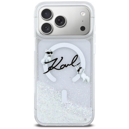 MagSafe Case for Apple iPhone 17 Pro Max, Karl Lagerfeld, Glitter Karl Script Logo, Transparent