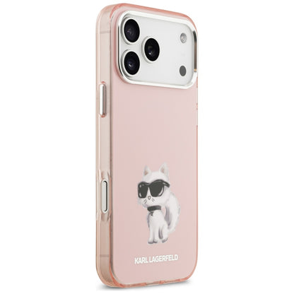 Custodia MagSafe per Apple iPhone 17 Pro Max, Karl Lagerfeld, IML Aquarelle Logo Choupette, Rosa