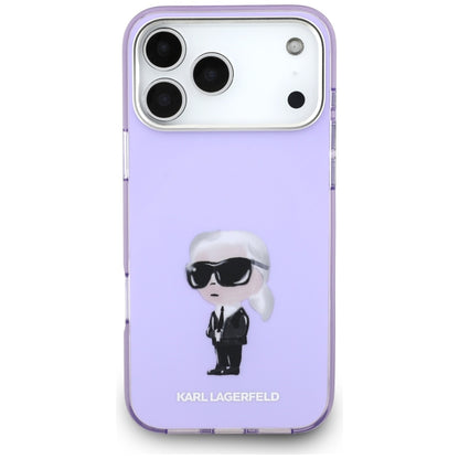 Custodia MagSafe per Apple iPhone 17 Pro Max, Karl Lagerfeld, IML Aquarelle Logo Karl, Viola