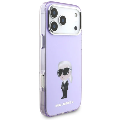 Custodia MagSafe per Apple iPhone 17 Pro Max, Karl Lagerfeld, IML Aquarelle Logo Karl, Viola