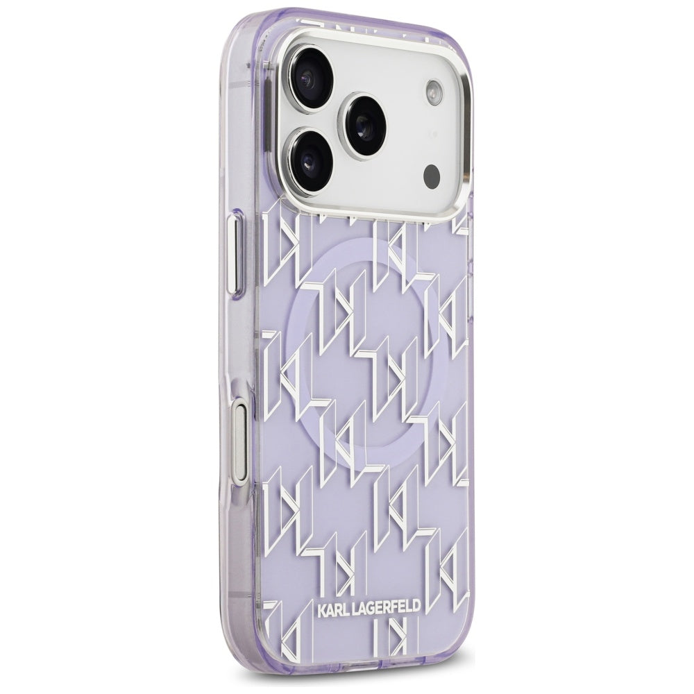 Custodia MagSafe per Apple iPhone 17 Pro Max, Karl Lagerfeld, IML KL Monogram, Viola
