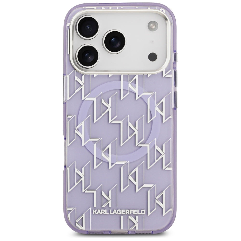 Custodia MagSafe per Apple iPhone 17 Pro Max, Karl Lagerfeld, IML KL Monogram, Viola