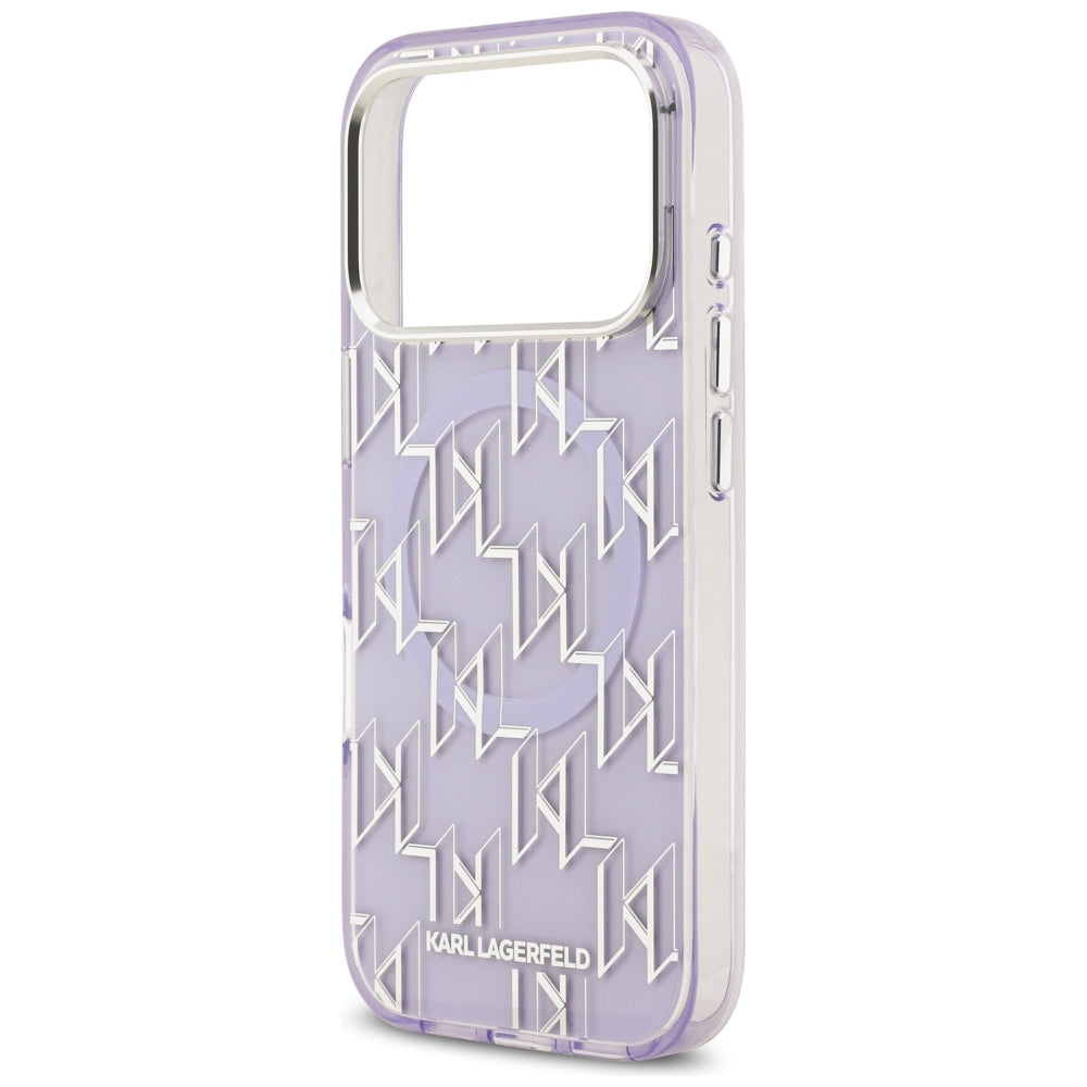 Custodia MagSafe per Apple iPhone 17 Pro Max, Karl Lagerfeld, IML KL Monogram, Viola