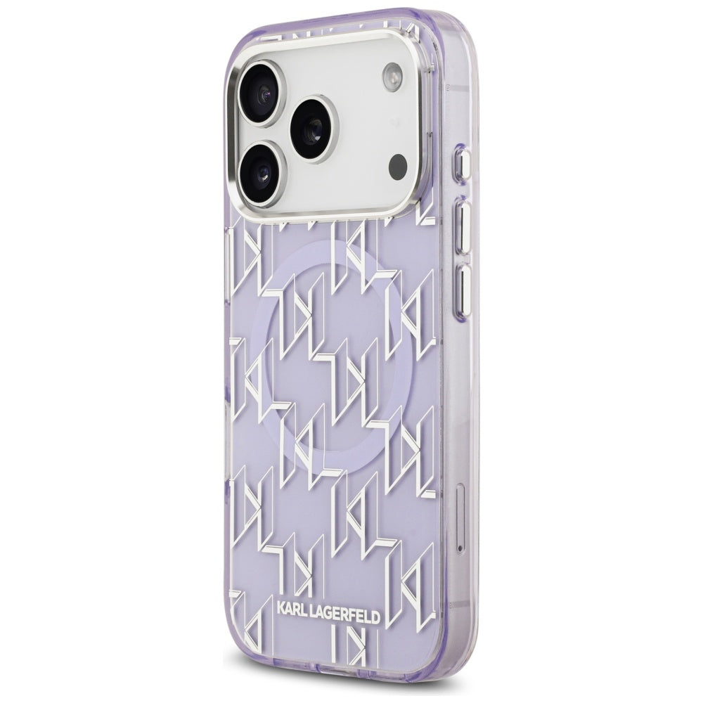Custodia MagSafe per Apple iPhone 17 Pro Max, Karl Lagerfeld, IML KL Monogram, Viola