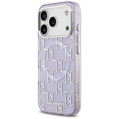 Custodia MagSafe per Apple iPhone 17 Pro Max, Karl Lagerfeld, IML KL Monogram, Viola