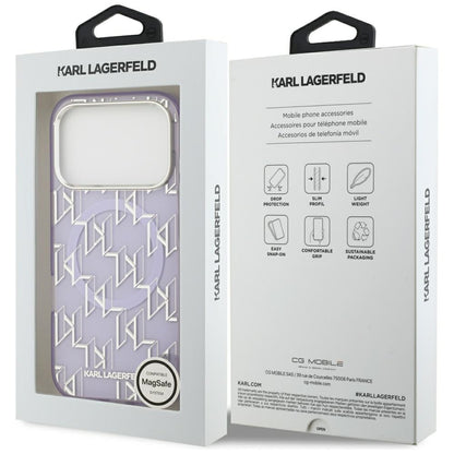Custodia MagSafe per Apple iPhone 17 Pro Max, Karl Lagerfeld, IML KL Monogram, Viola