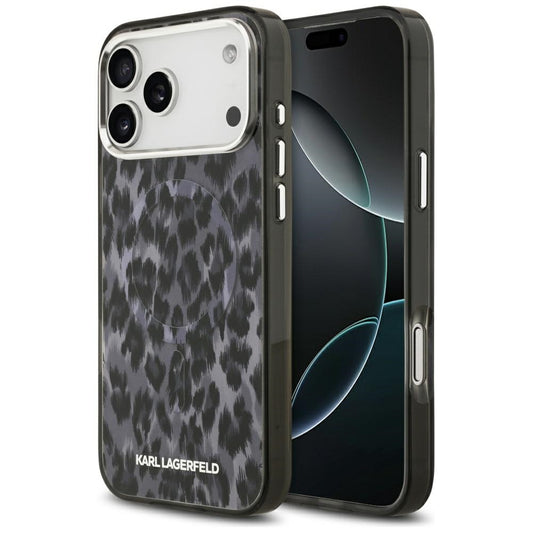 Custodia MagSafe per Apple iPhone 17 Pro Max, Karl Lagerfeld, IML Leopard Pattern, Nera