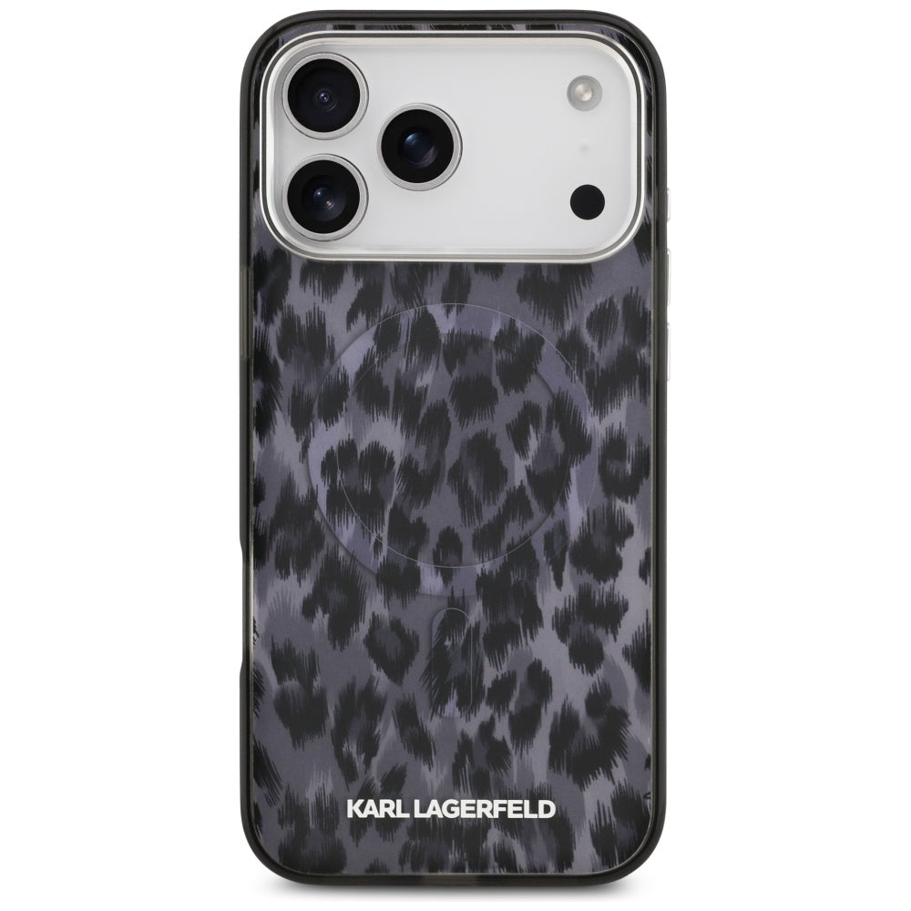 Custodia MagSafe per Apple iPhone 17 Pro Max, Karl Lagerfeld, IML Leopard Pattern, Nera