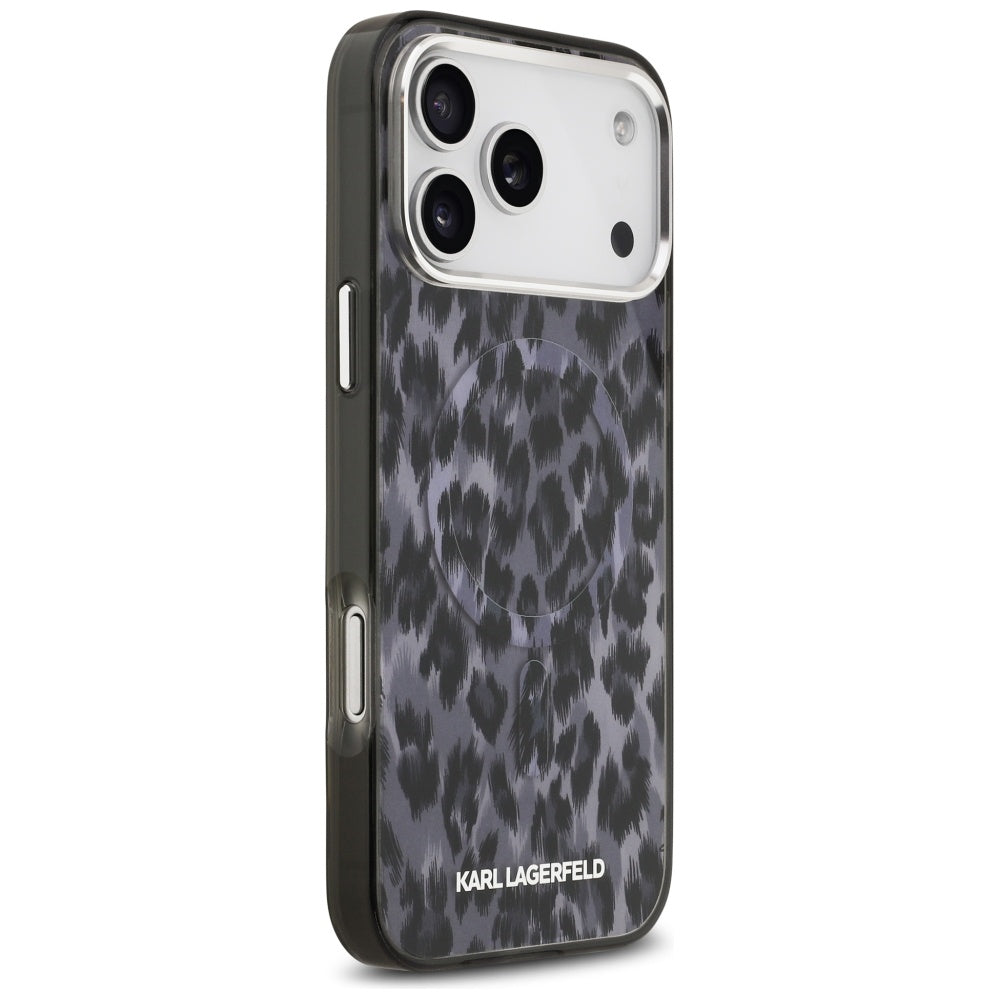 Custodia MagSafe per Apple iPhone 17 Pro Max, Karl Lagerfeld, IML Leopard Pattern, Nera
