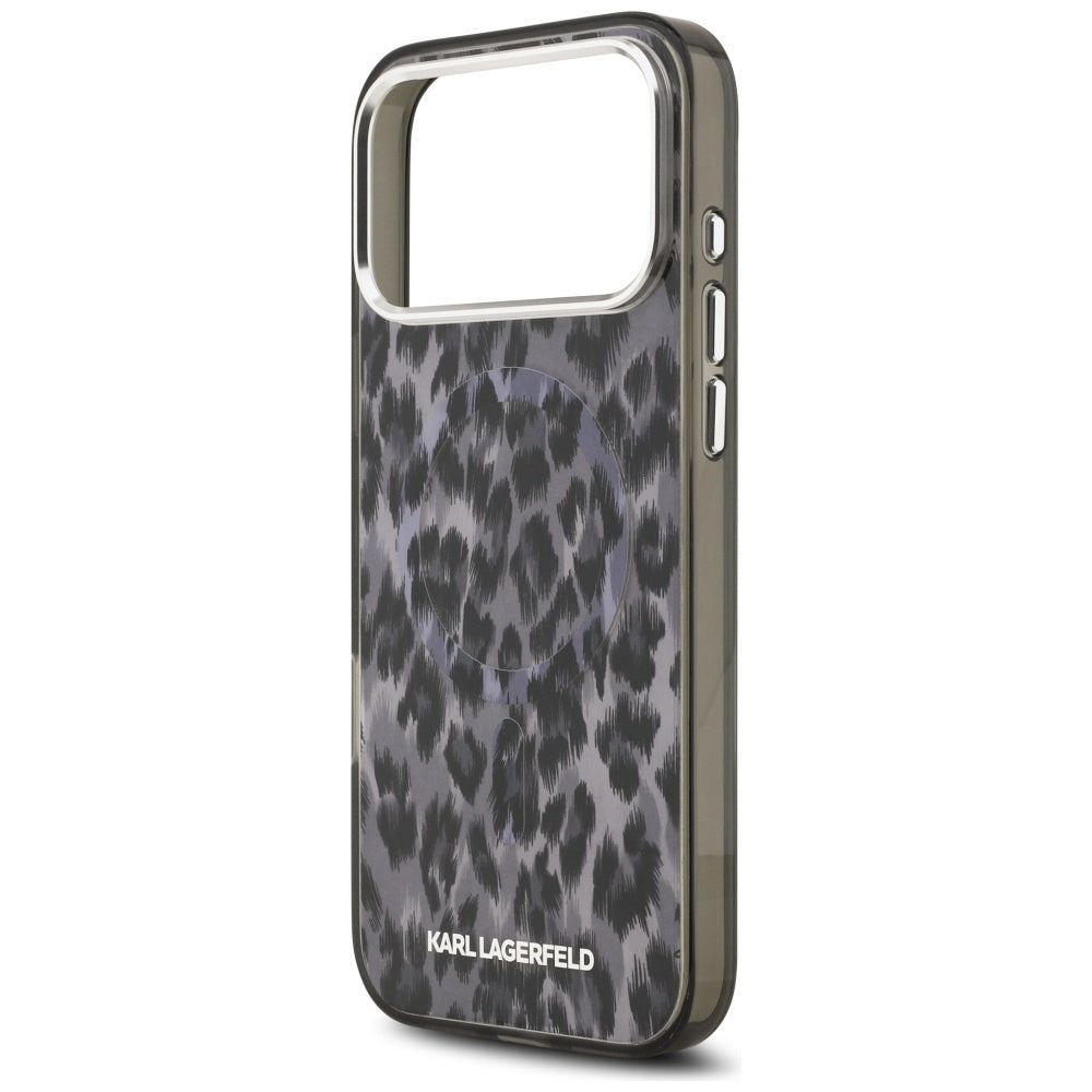 Custodia MagSafe per Apple iPhone 17 Pro Max, Karl Lagerfeld, IML Leopard Pattern, Nera