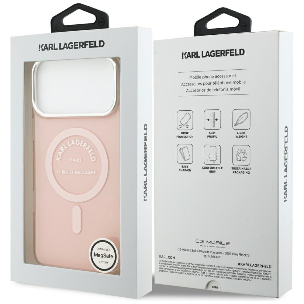 Custodia MagSafe per Apple iPhone 17 Pro Max, Karl Lagerfeld, IML Logo RSG, Rosa