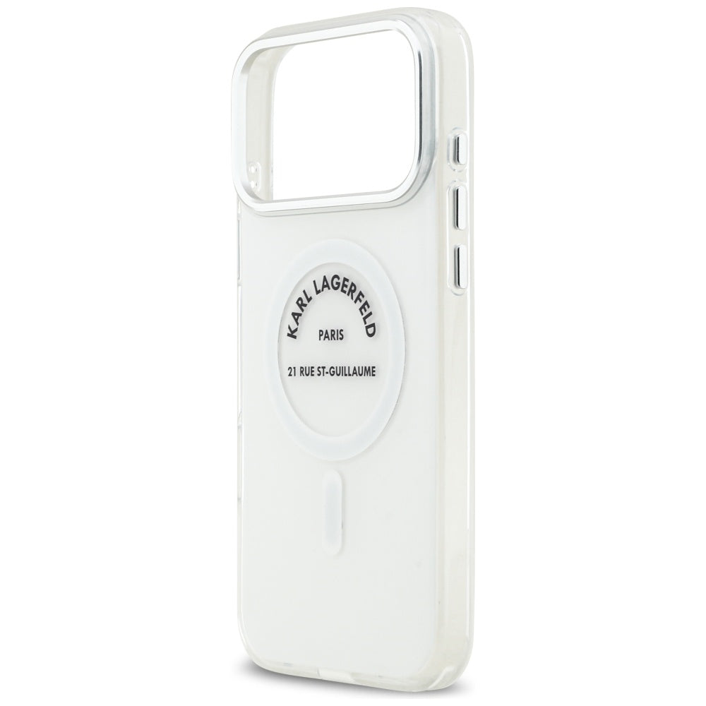 Custodia MagSafe per Apple iPhone 17 Pro Max, Karl Lagerfeld, IML Logo RSG, Trasparente