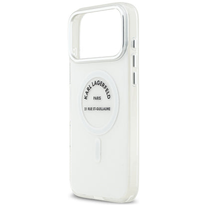 Custodia MagSafe per Apple iPhone 17 Pro Max, Karl Lagerfeld, IML Logo RSG, Trasparente