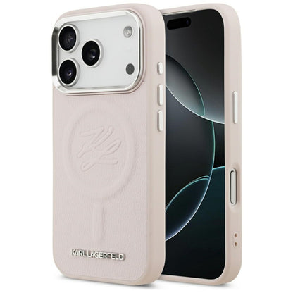 Custodia MagSafe per Apple iPhone 17 Pro Max, Karl Lagerfeld, Initial & Metal Logo, Rosa