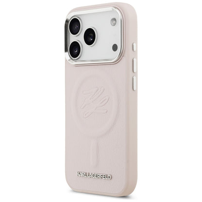 Custodia MagSafe per Apple iPhone 17 Pro Max, Karl Lagerfeld, Initial & Metal Logo, Rosa
