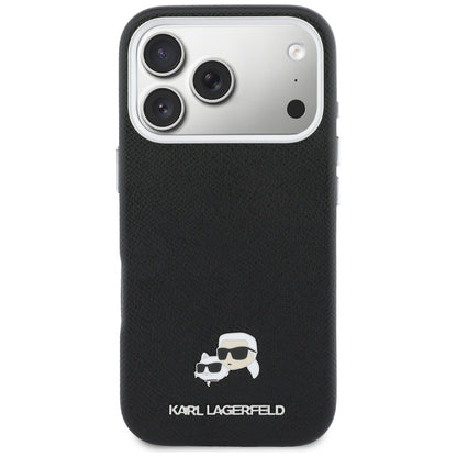 Custodia MagSafe per Apple iPhone 17 Pro Max, Karl Lagerfeld, Karl & Choupette Head's Pin, Nera