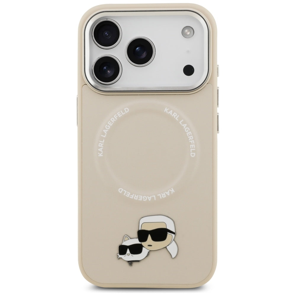 Custodia MagSafe per Apple iPhone 17 Pro Max, Karl Lagerfeld, Karl & Choupette Pins, Beige