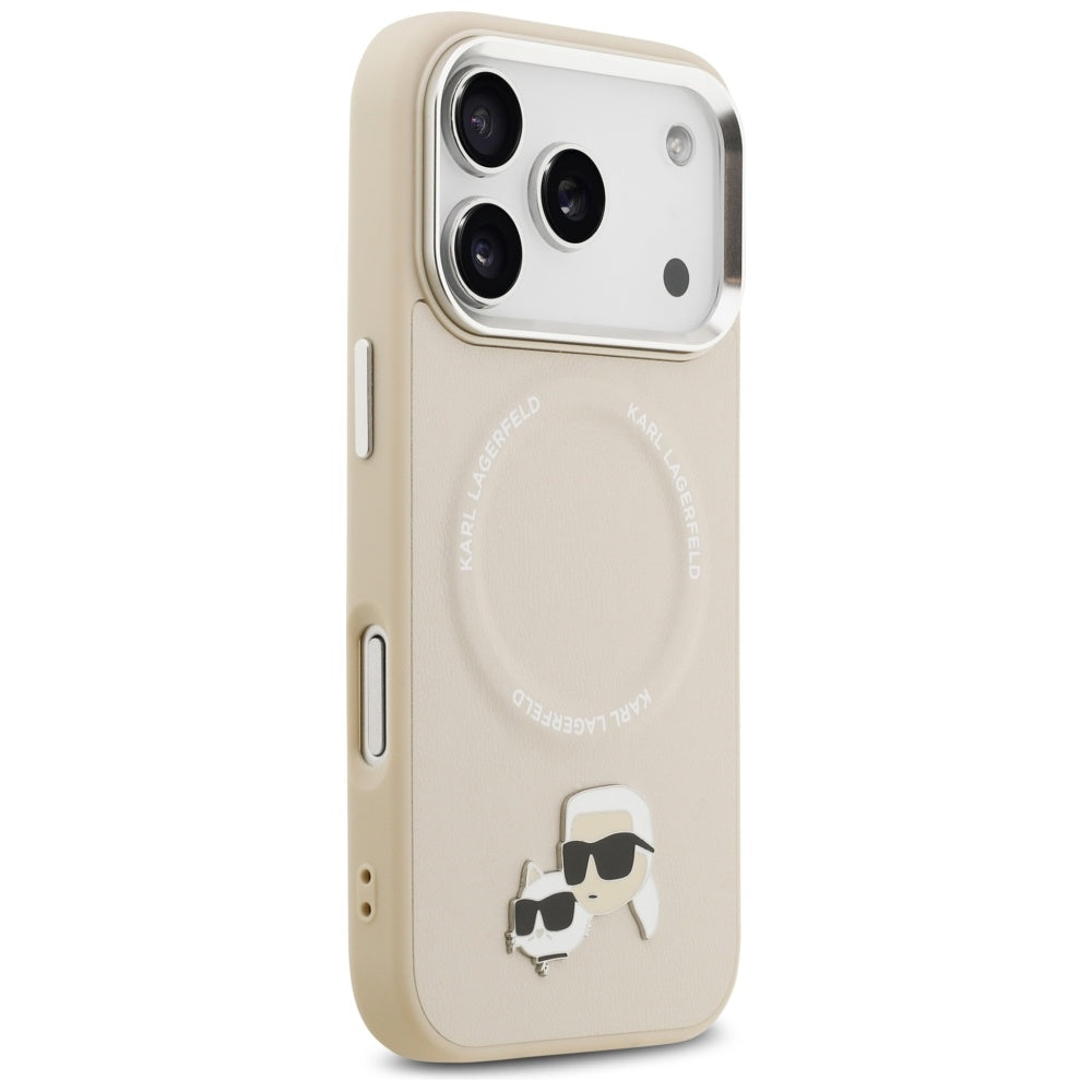 Custodia MagSafe per Apple iPhone 17 Pro Max, Karl Lagerfeld, Karl & Choupette Pins, Beige