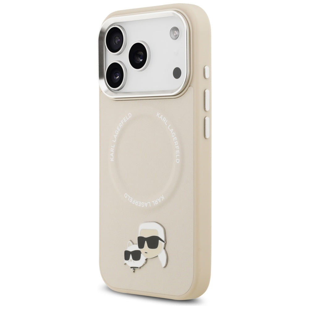 Custodia MagSafe per Apple iPhone 17 Pro Max, Karl Lagerfeld, Karl & Choupette Pins, Beige