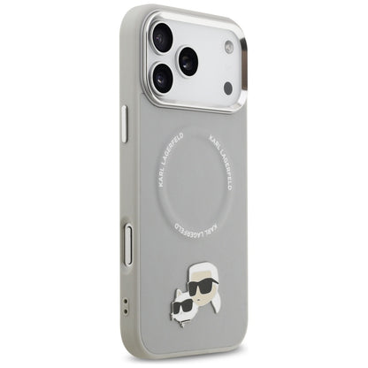 Custodia MagSafe per Apple iPhone 17 Pro Max, Karl Lagerfeld, Karl & Choupette Pins, Grigio