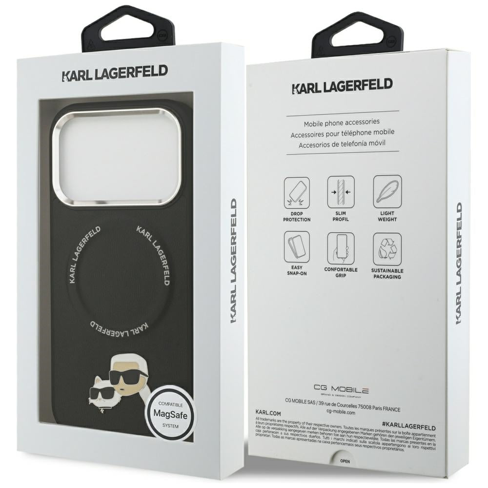 Custodia MagSafe per Apple iPhone 17 Pro Max, Karl Lagerfeld, Karl & Choupette Pins, Nera