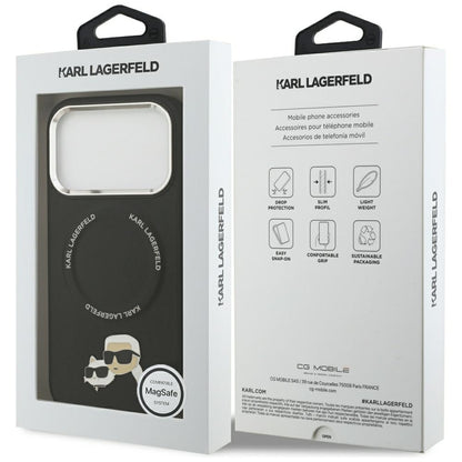 Custodia MagSafe per Apple iPhone 17 Pro Max, Karl Lagerfeld, Karl & Choupette Pins, Nera