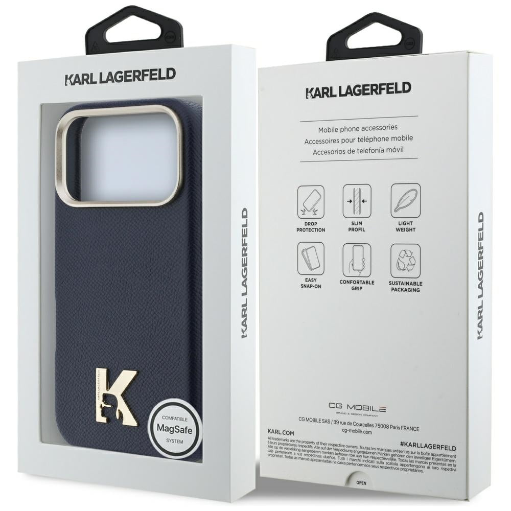 Custodia MagSafe per Apple iPhone 17 Pro Max, Karl Lagerfeld, Karl Head Logo, Blu