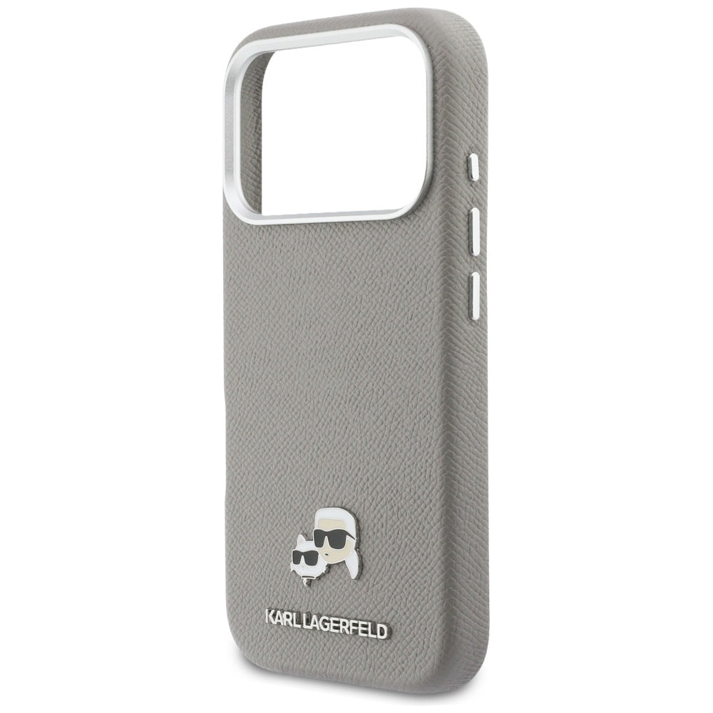 Custodia MagSafe per Apple iPhone 17 Pro Max, Karl Lagerfeld, Saffiano Karl & Choupette Pins, Grigio