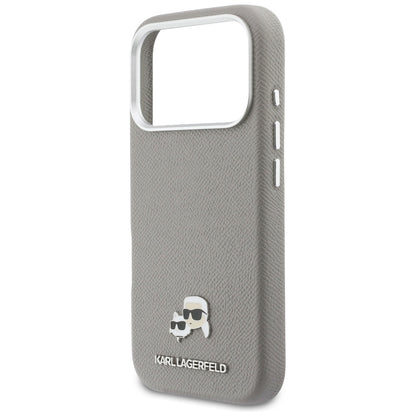 Custodia MagSafe per Apple iPhone 17 Pro Max, Karl Lagerfeld, Saffiano Karl & Choupette Pins, Grigio