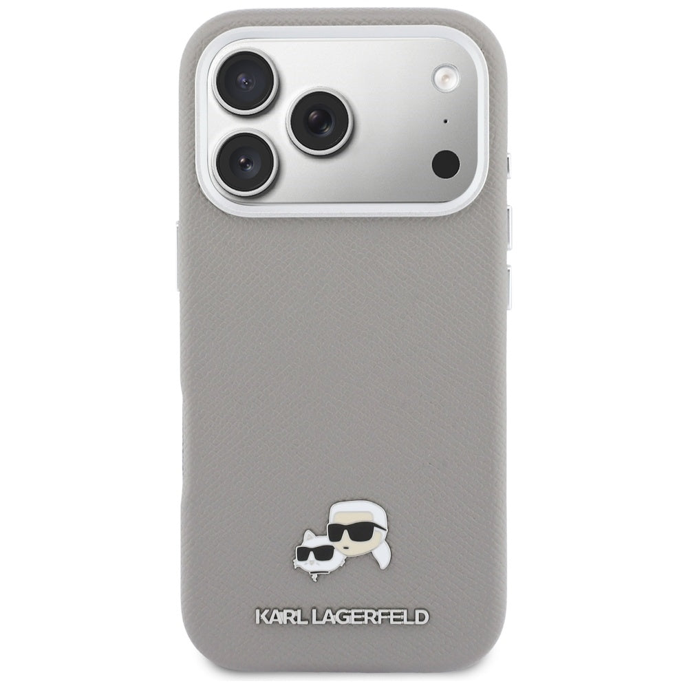 Custodia MagSafe per Apple iPhone 17 Pro Max, Karl Lagerfeld, Saffiano Karl & Choupette Pins, Grigio
