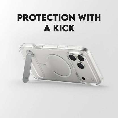 MagSafe Case for Apple iPhone 17 Pro Max, PanzerGlass, Care Feature Kickstand, White Transparent