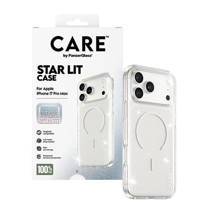 Custodia MagSafe per Apple iPhone 17 Pro Max, PanzerGlass, Care Urban Explorer Star Lit, Trasparente Bianca