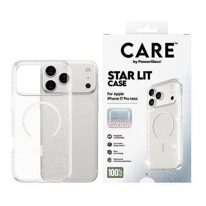 Custodia MagSafe per Apple iPhone 17 Pro Max, PanzerGlass, Care Urban Explorer Star Lit, Trasparente Bianca