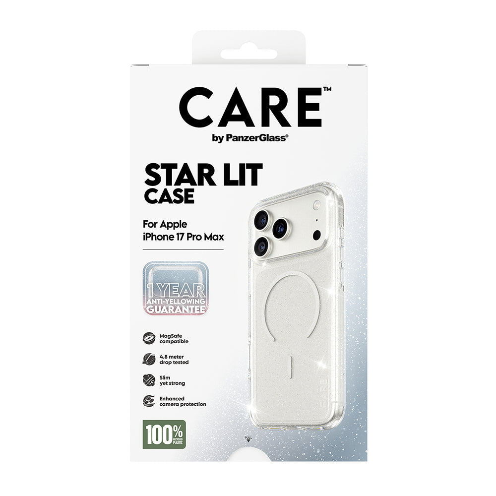 Custodia MagSafe per Apple iPhone 17 Pro Max, PanzerGlass, Care Urban Explorer Star Lit, Trasparente Bianca