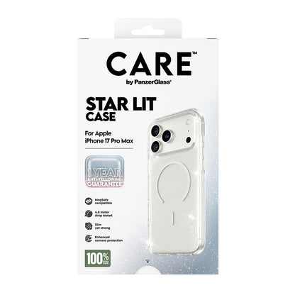 Custodia MagSafe per Apple iPhone 17 Pro Max, PanzerGlass, Care Urban Explorer Star Lit, Trasparente Bianca