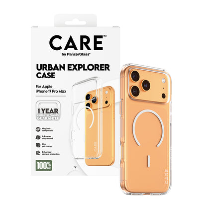 Custodia MagSafe per Apple iPhone 17 Pro Max, PanzerGlass, Care Urban Explorer, Trasparente Bianca