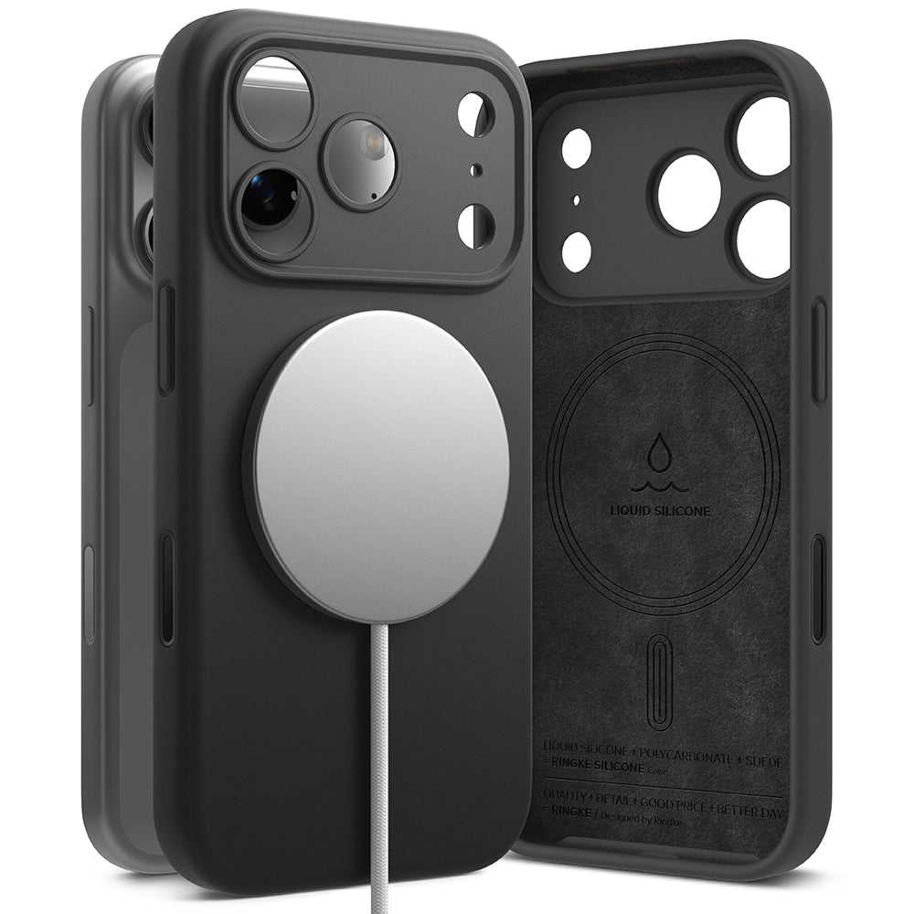 Custodia MagSafe per Apple iPhone 17 Pro Max, Ringke, Silicone, Nera