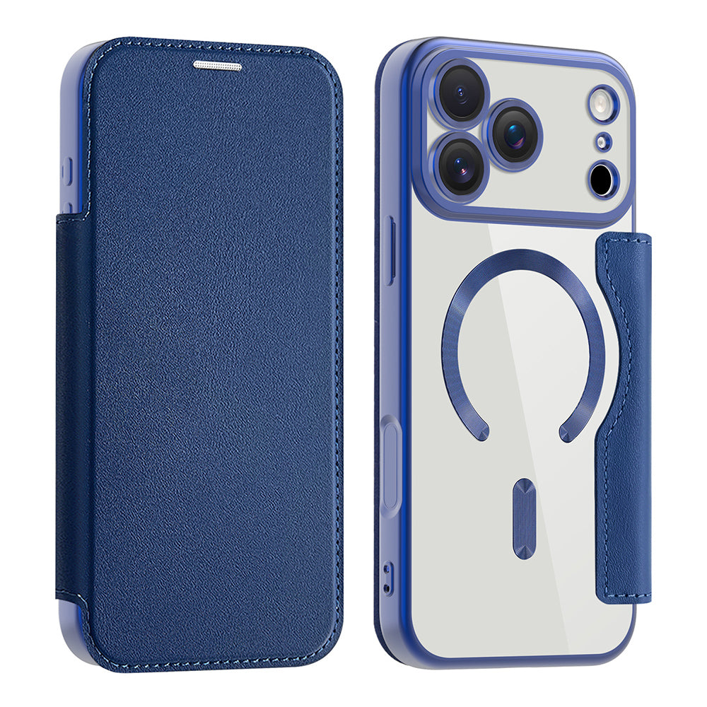 Custodia MagSafe per Apple iPhone 17 Pro Max, Techsuit, SmartMag Book, Blu