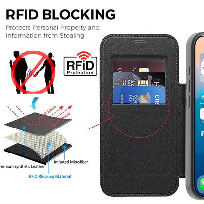 Custodia MagSafe per Apple iPhone 17 Pro Max, Techsuit, SmartMag Book, Blu