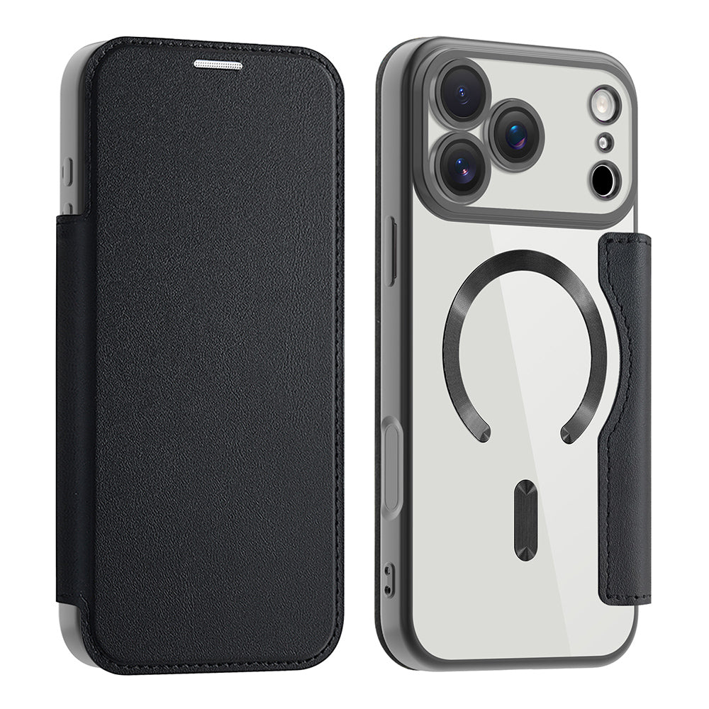 Custodia MagSafe per Apple iPhone 17 Pro Max, Techsuit, SmartMag Book, Nera