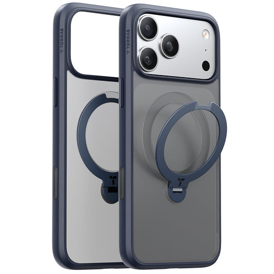 Custodia MagSafe per Apple iPhone 17 Pro Max, Torras, Ostand Spin, Blu