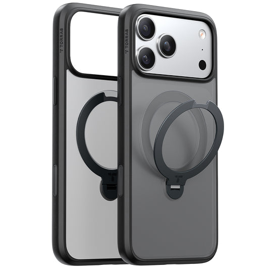 Custodia MagSafe per Apple iPhone 17 Pro Max, Torras, Ostand Spin, Nera