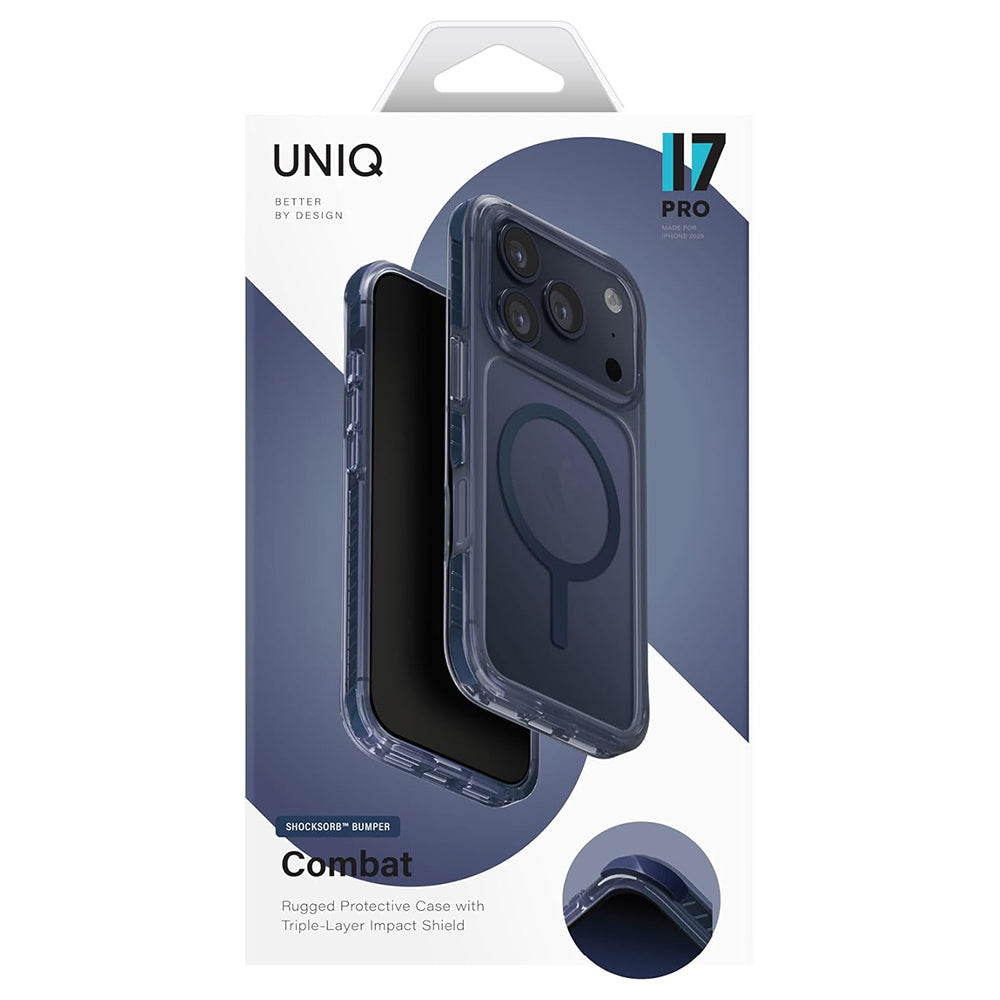 Custodia MagSafe per Apple iPhone 17 Pro Max, UNIQ, Combat MagClick, Blu