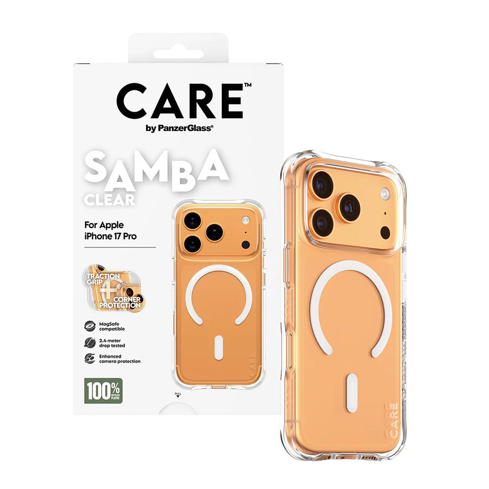 Custodia MagSafe per Apple iPhone 17 Pro, PanzerGlass, Fashionable Care, Bianco Trasparente