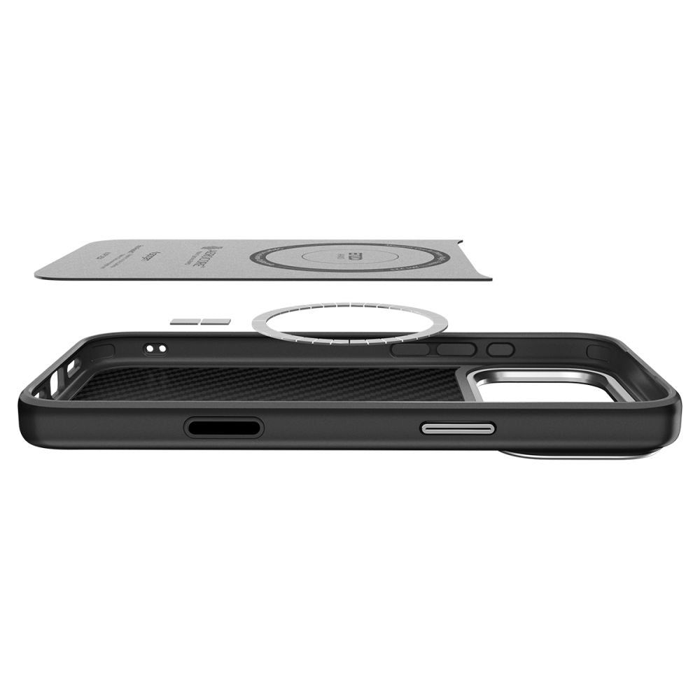 Custodia MagSafe per Apple iPhone 17 Pro, Spigen, Enzo Aramid T, Nera Argentata