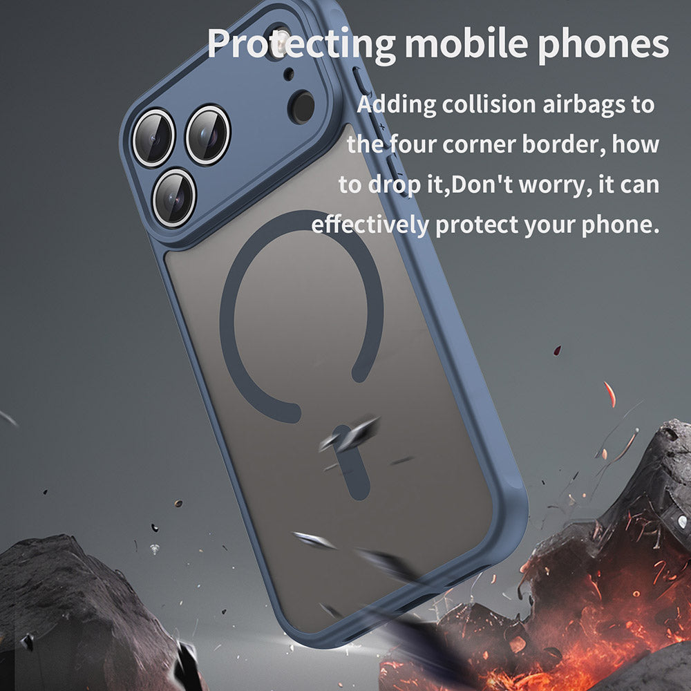 Custodia MagSafe per Apple iPhone 17 Pro, Techsuit, HaloFrost II, Blu Navy